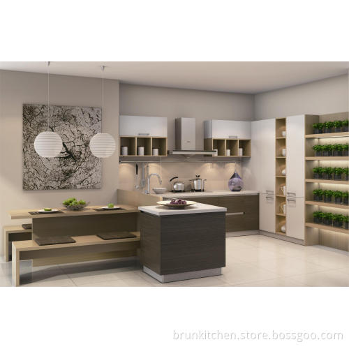 Wood Grain Melamine Kitchen Cabinet